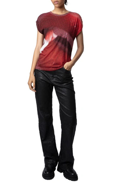 Shop Zadig & Voltaire Adele Bouche Graphic Muscle T-shirt In Red Multicolor