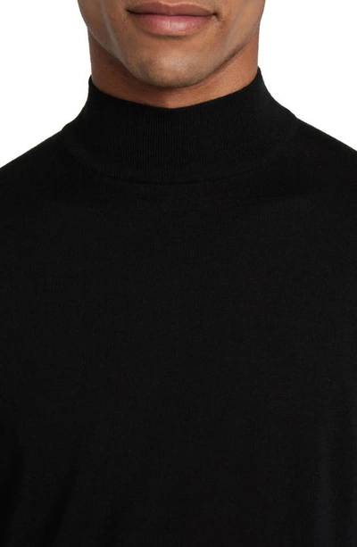 Shop Jack Victor Beaudry Mock Neck Wool Blend Sweater In Black