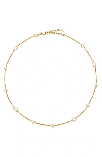 Shop Missoma Cubic Zirconia Station Chain Necklace In Gold
