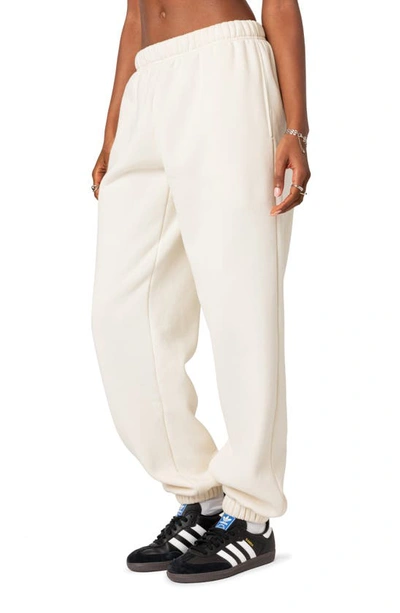Edikted Clark Oversize Cotton Blend Sweatpants In Cream