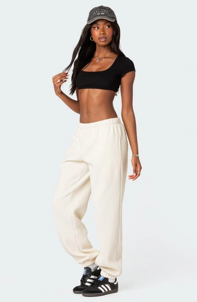 Edikted Clark Oversize Cotton Blend Sweatpants In Cream