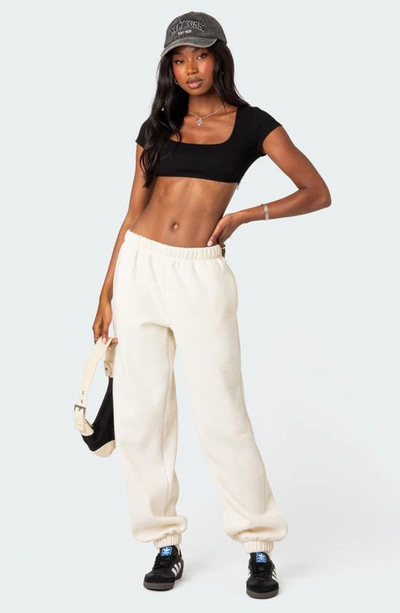 Edikted Clark Oversize Cotton Blend Sweatpants In Cream