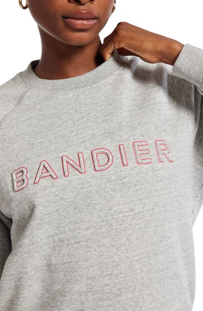 Shop Bandier Logo Crewneck Sweatshirt In Heather Ash/ Virtual Pink
