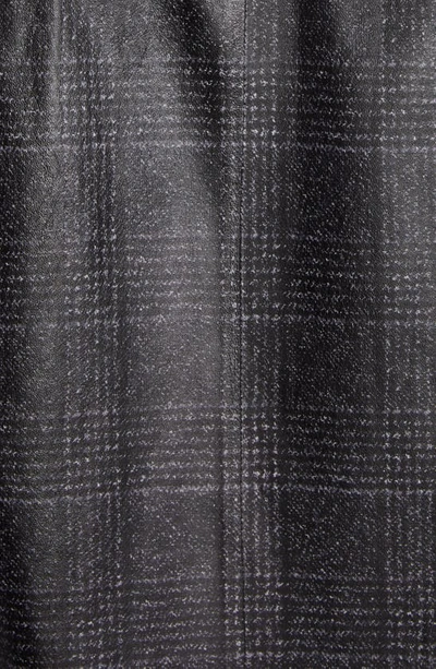 Shop Bottega Veneta Glen Plaid Print Leather Jacket In 1063 Black/ Grey