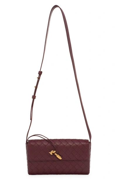 Bottega Veneta Mini Intrecciato Leather Crossbody Bag In 2250 Barolo-m Brass
