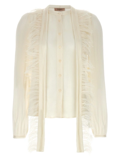 Shop Twinset Feather Detail Shirt Shirt, Blouse White