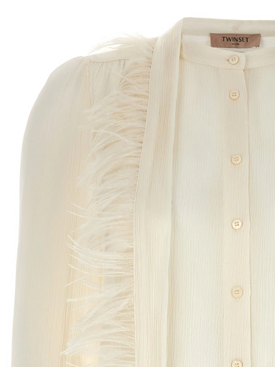 Shop Twinset Feather Detail Shirt Shirt, Blouse White