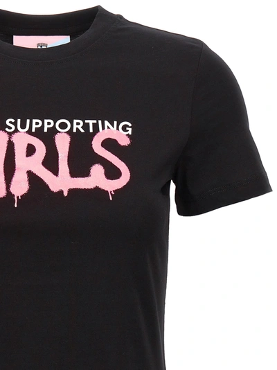 Shop Chiara Ferragni Brand Girls Supporting Girls T-shirt Black
