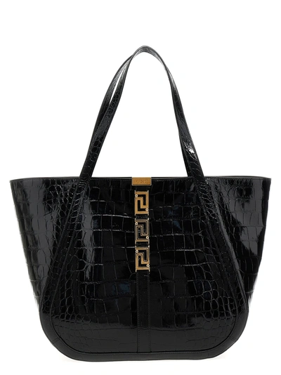 Shop Versace Greca Goddess Tote Bag Black