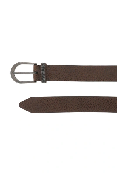 Shop Brunello Cucinelli Leather Belt With Detailed Buckle