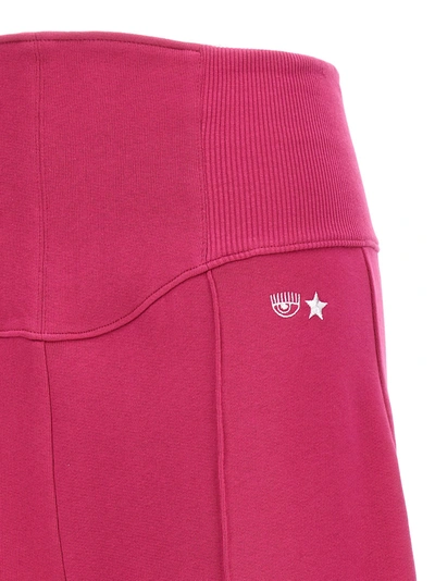 Shop Chiara Ferragni Brand Logo Embroidery Joggers Pants Fuchsia