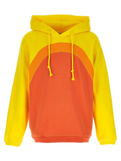 Shop Erl Patchwork Hoodie Sweatshirt Multicolor