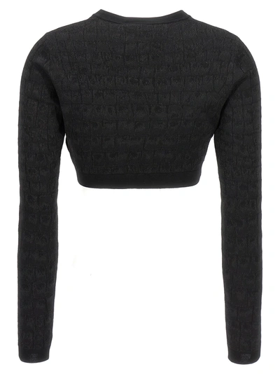 Shop Versace Crocodile-effect Cardigan Sweater, Cardigans In Black