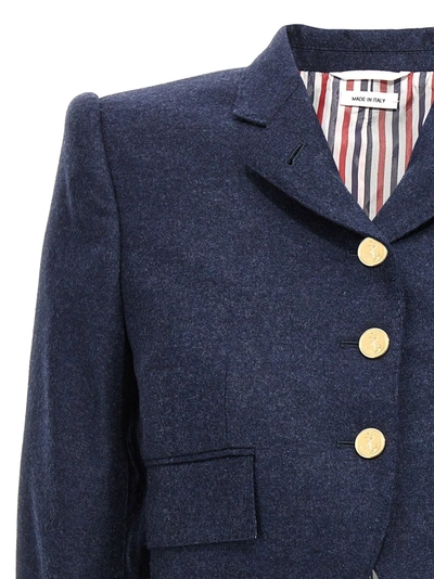 Shop Thom Browne Cropped Flannel Jacket Jackets In Blue