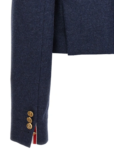 Shop Thom Browne Cropped Flannel Jacket Jackets In Blue
