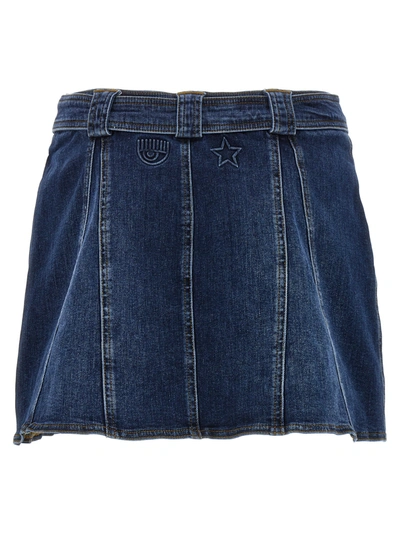 Shop Chiara Ferragni Brand Logo Denim Skirt Skirts In Blue