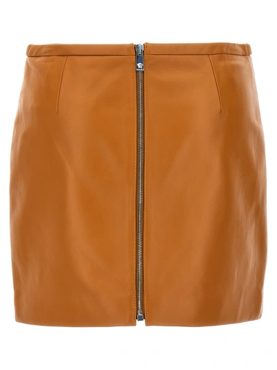 Shop Versace Mini Leather Skirt Skirts Brown
