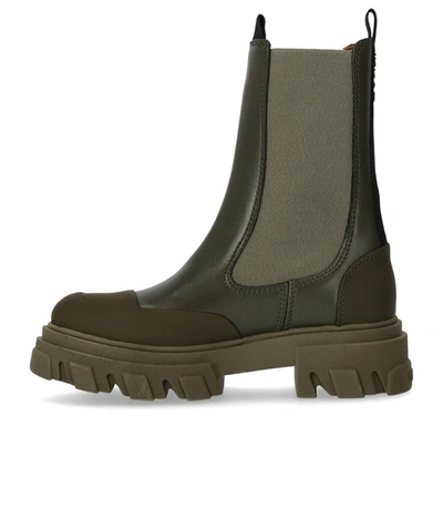 Shop Ganni Military Green Chelsea Boot