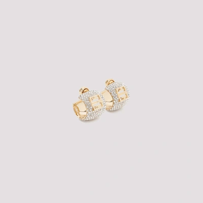 Shop Givenchy 4g Golden Paved Hoops Earrings Jewellery In Metallic