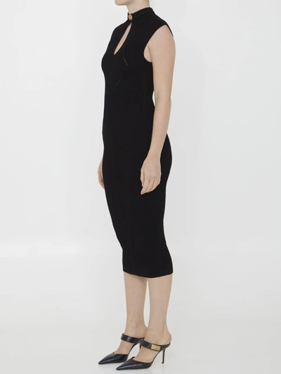 Shop Balmain Knit Midi Dress In Black