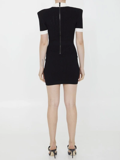 Shop Balmain Knit Polo Dress In Black
