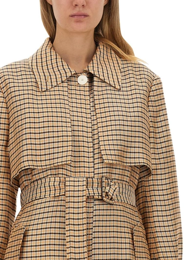 Lanvin Flowy Checkered Trench Coat In Multicolor
