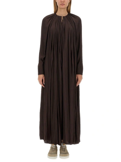 Shop Lanvin Long Dress In Brown