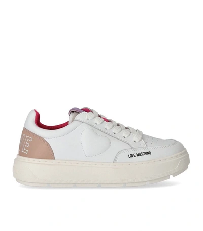 Shop Love Moschino White And Pink Sneaker