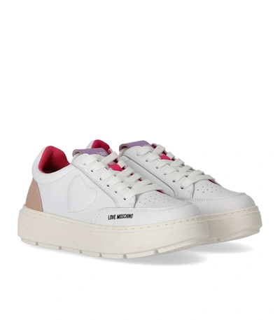 Shop Love Moschino White And Pink Sneaker