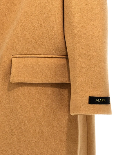 Shop Marni Single-breasted Wool Coat Coats, Trench Coats In Beige