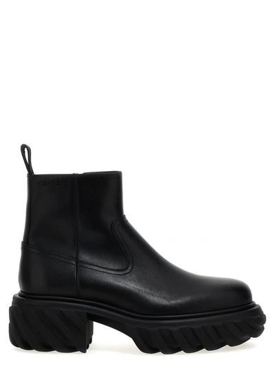Shop Off-white 'tractor Motor' Ankle Boots In Black