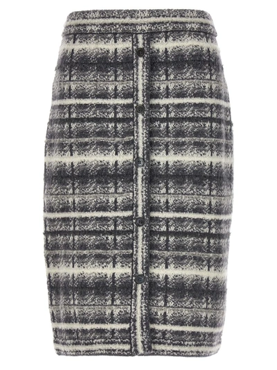 Shop Thom Browne Tartan Skirt In Gray