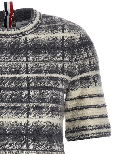 Shop Thom Browne Tartan Sweater In Gray