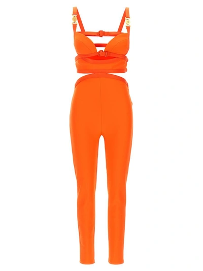 Shop Versace La Vacanza Capsule 'medusa '95' Jumpsuit In Orange