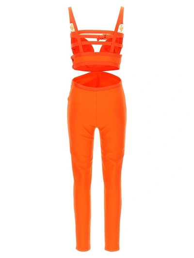 Shop Versace La Vacanza Capsule 'medusa '95' Jumpsuit In Orange