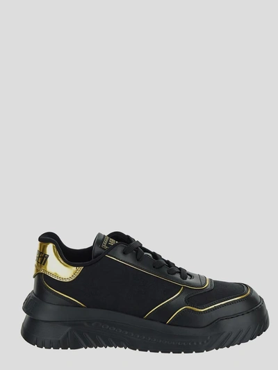 Shop Versace Sneakers In Blackgold