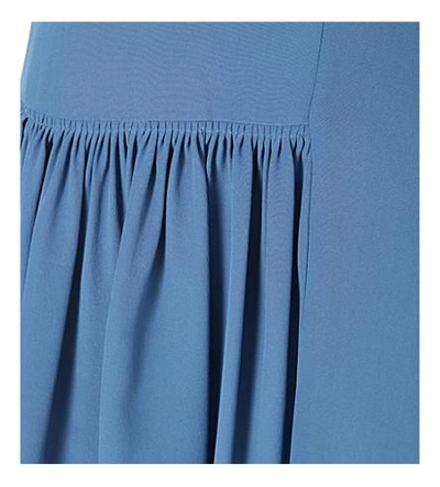 Shop Stella Mccartney Ruffle Hem Silk Dress In Steel Blue