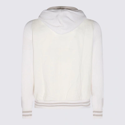 Shop Eleventy White And Cream Cashmere Sweatshirt