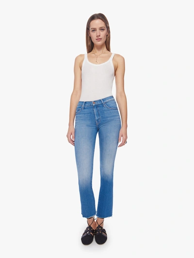 Shop Mother The Insider Ankle Fray Eager Beaver Jeans In Blue