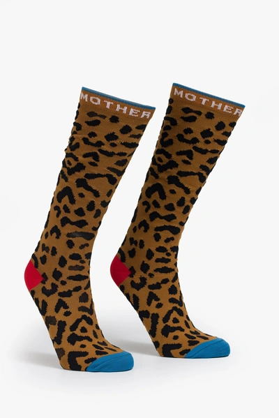 Shop Mother High Stepper Leopard Mf Socks In White