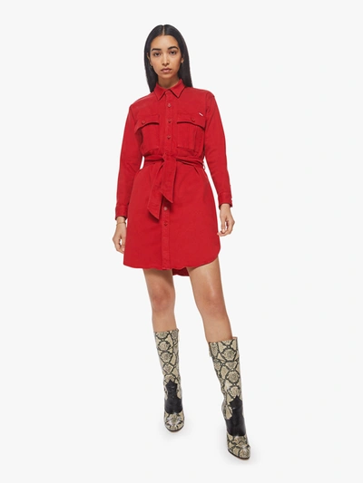Shop Mother The Cadet Mini Shirt Dress Haute Red Skirt (also In S, M,l) In White