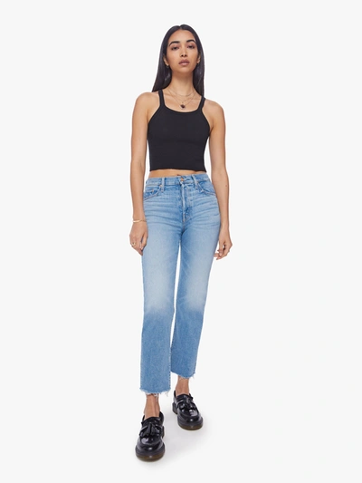 Shop Mother The Tomcat Ankle Fray Kitty Corner Jeans In Blue
