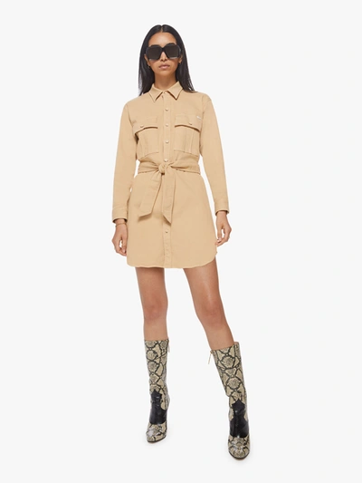Shop Mother The Cadet Mini Shirt Dress Sand Skirt (also In S, M,l, Xl) In Khaki
