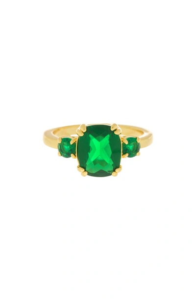 Shop Covet Three Stone Ring In Green