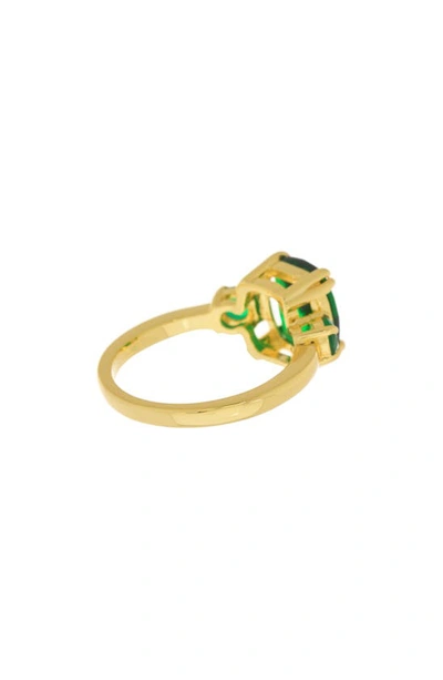 Shop Covet Three Stone Ring In Green
