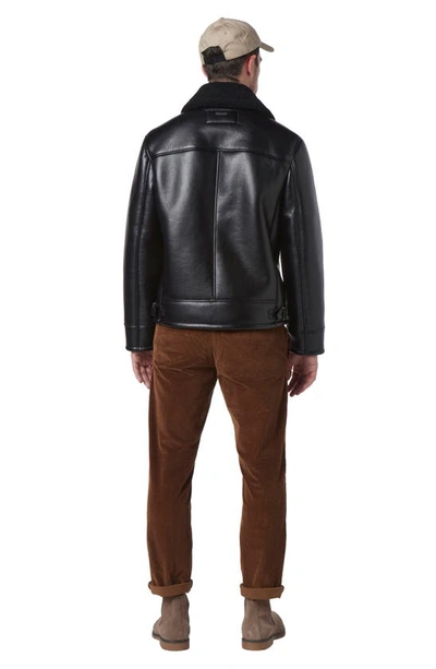 Andrew Marc Cadman Faux Shearling Pilot Jacket In Black
