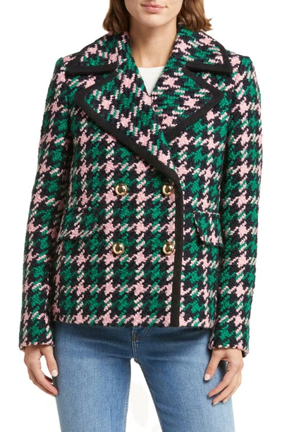 Kate Spade Framed Plaid Peacoat In Houndstooth ModeSens