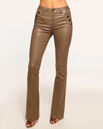 Shop Ramy Brook Helena High-rise Flare Jean In Coated Mulberry