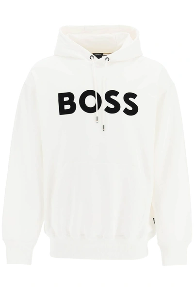 Shop Hugo Boss Sullivan Logo Hoodie In White