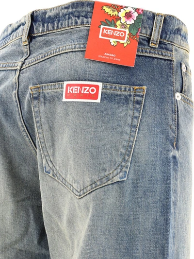 Shop Kenzo "asagao" Jeans In Blue